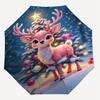 1 Stück Weihnachts-Regenschirm mit Hirsch-Motiv, automatisch auf- und zuschlagbar, winddicht, 8-Speichen stabiles Dach, langlebige Speichen, modisches Design, Outdoor-Accessoire, lustiges Druckmotiv,