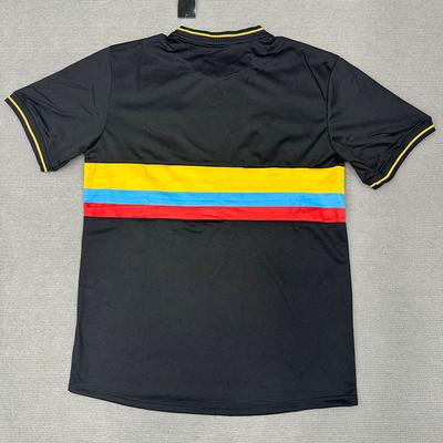 Fan-Version Trikot Kolumbien 100-jähriges Jubiläum Edition Schwarz Kurzarm Fußballtrikot Oberteil