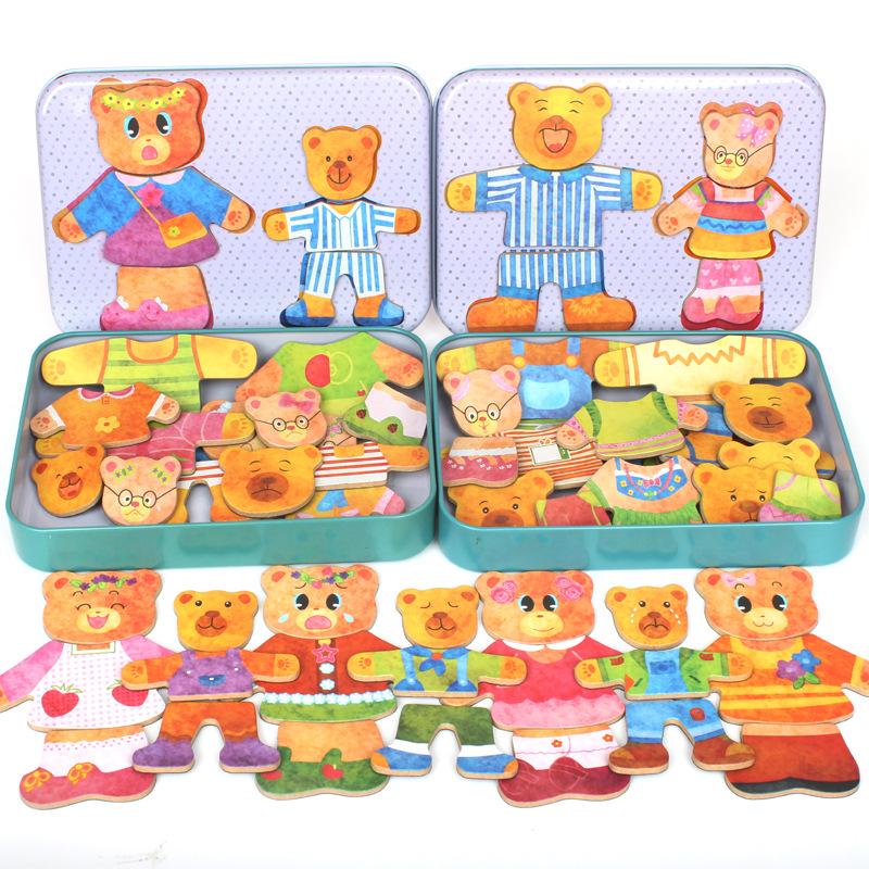 

Wooden Bear Dress-Up Puzzle Game for Kids Early Learning and Cognitive Development