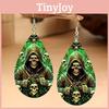 Halloween Themed Horror Skull Pumpkin Pattern Women Earrings For Cosplay And Party Wear