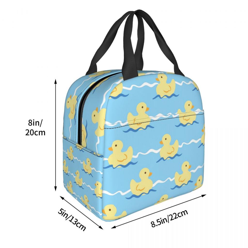 Cute Duck Swimming Seamless Pattern Insulated Lunch Bag for Women Children Leakproof Food Boxes Thermal Lunch Box Tote