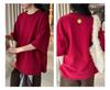 Korean Style Oversized Fleece T-Shirt for Women - Round Neck & Drop Shoulder
