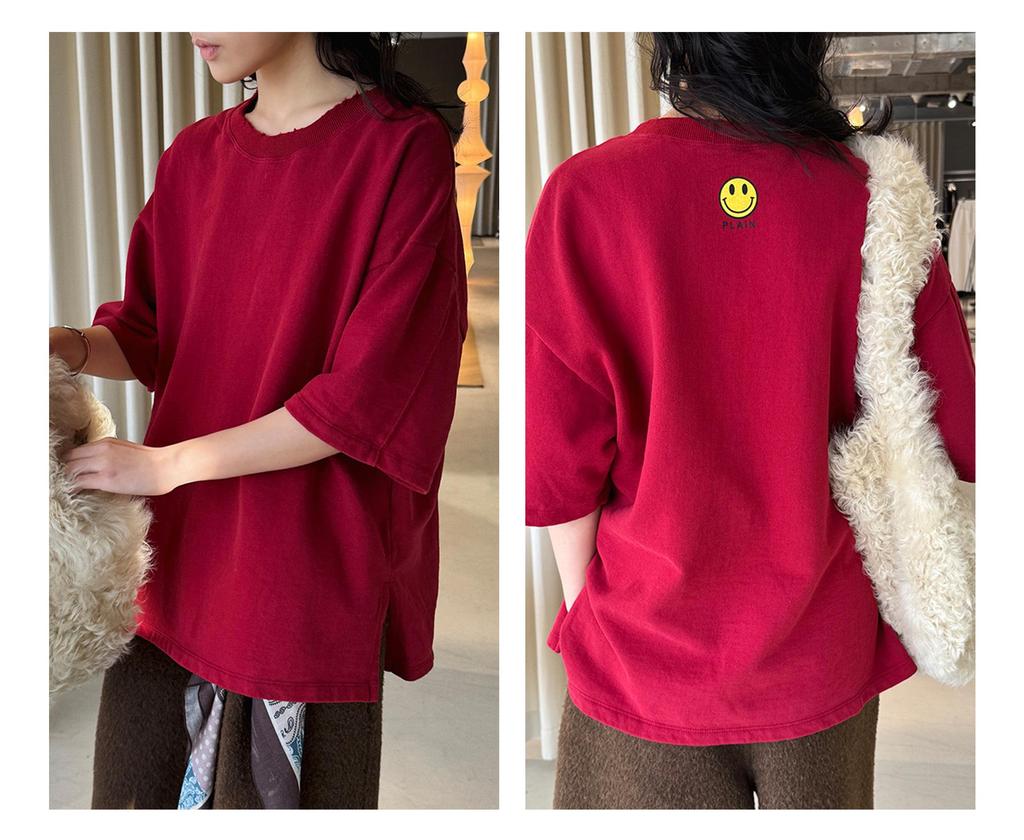 Korean Style Oversized Fleece T-Shirt for Women - Round Neck & Drop Shoulder