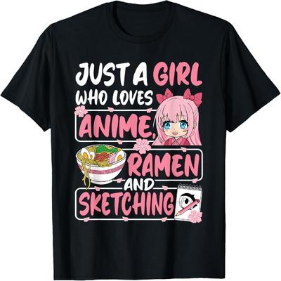 Just A Girl Who Loves Anime Ramen And Sketching Japan Otaku T-Shirt