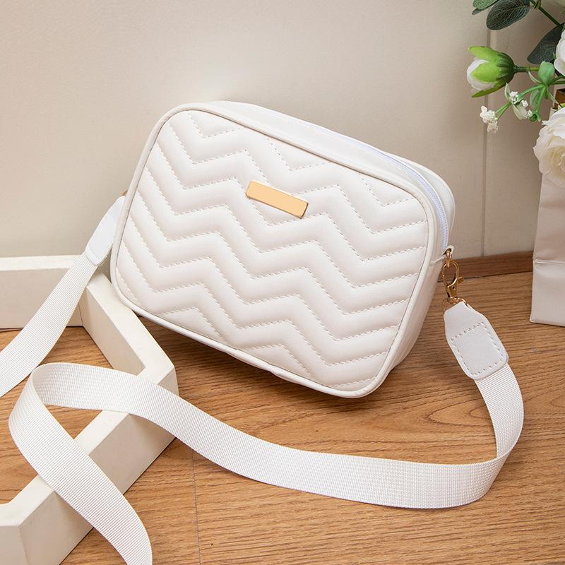 LIS Classic Wave Embroidered Small Square Bag Women's Bag Simple and Fashionable Versatile Messenger Mobile Phone Bag