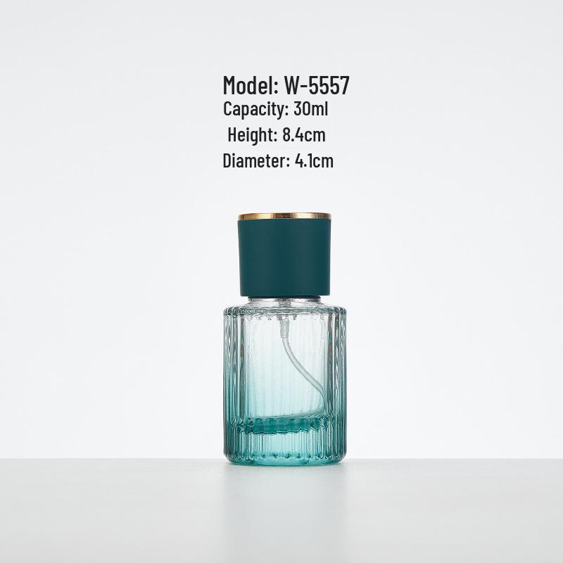 Vertical Gradient Stripe Glass Perfume Bottle - Aesthetic Spray Decanter for Essential Oils and Cosmetics