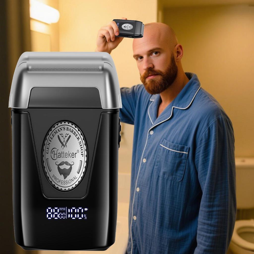 Hatteker Electric Repeating Shaver for Men Magnetic Motor Beard Trimmer USB Rechargeable Professional Grooming Tool HT-386