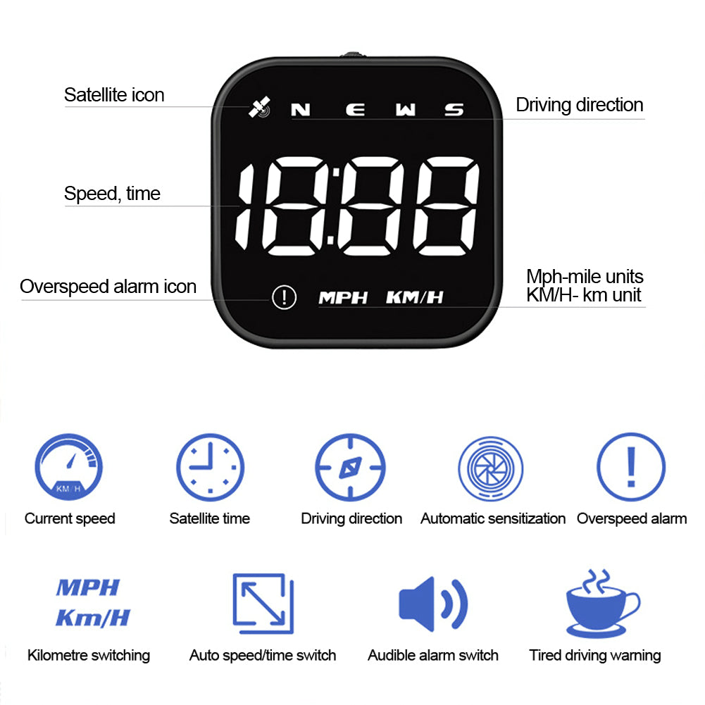 Universal Digital Car HUD Head Up Display GPS Speedometer Gauges Compass USB Port Compass Speed Meter For Car Pickup Trucks