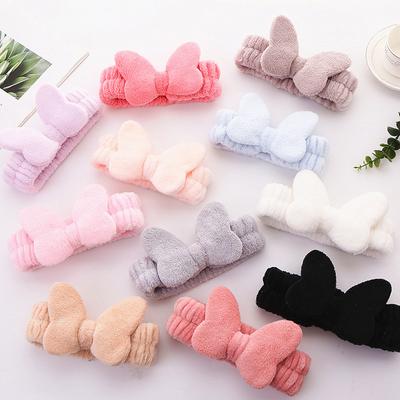 Schmetterlings-Haarbänder für Frauen, solides Korallen-Fleece, elastisches Schleife-Stirnband, weiche Waschung, Gesichts-Kopfband, süße Mädchen-Accessoires, Kopfbedeckung