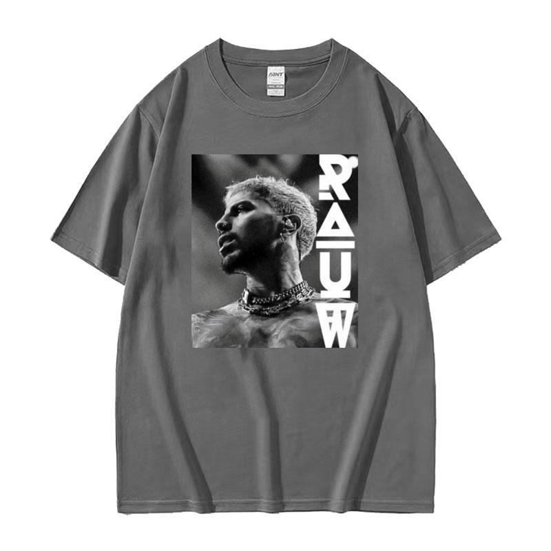 Rapper Rauw Alejandro Reggaeton Trap T-shirt Unisex's Harajuku Retro Hip Hop Punk T-shirts Unisex 100% Cotton Short Sleeve T Shirt