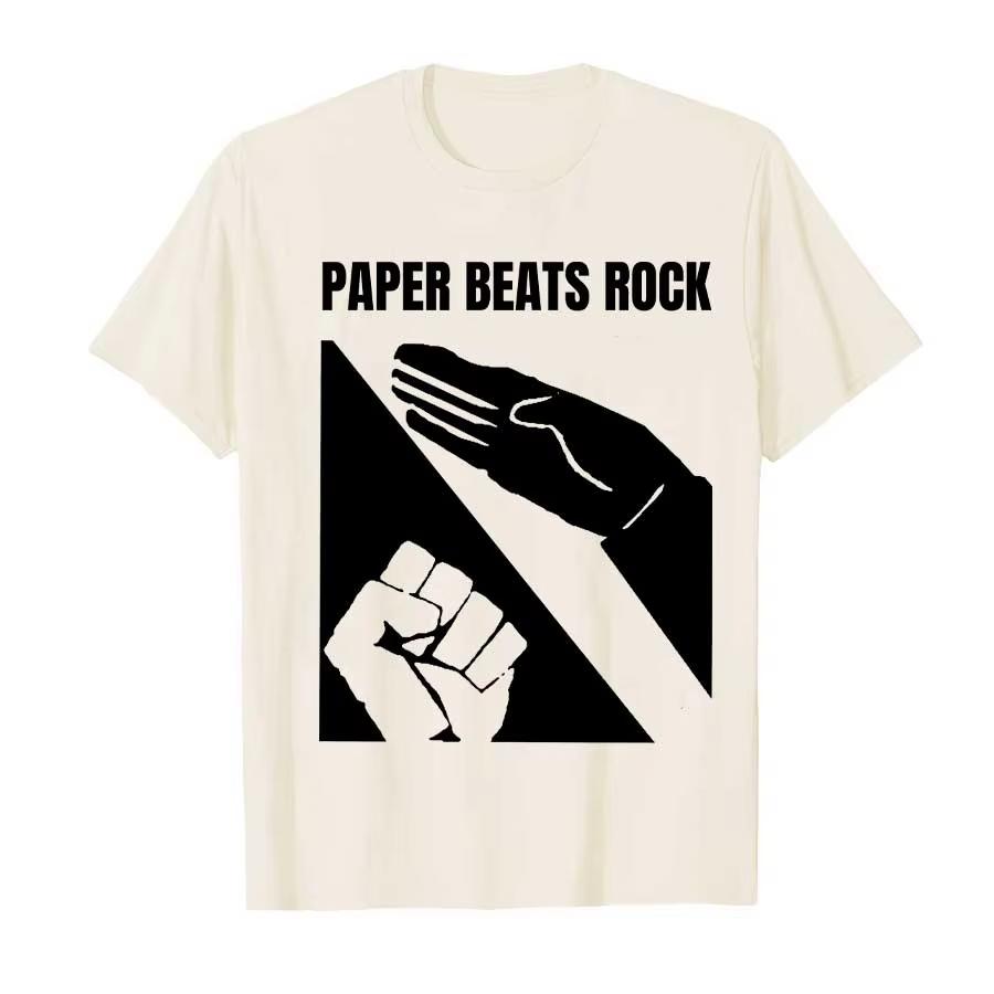 XIXI Fashion Paper Beats Rock Meme T-shirt Heren Dames 100% Katoen T-shirts Korte Mouw Tops Zomer Populaire Mode Comfortabele Korte Mouwen L
