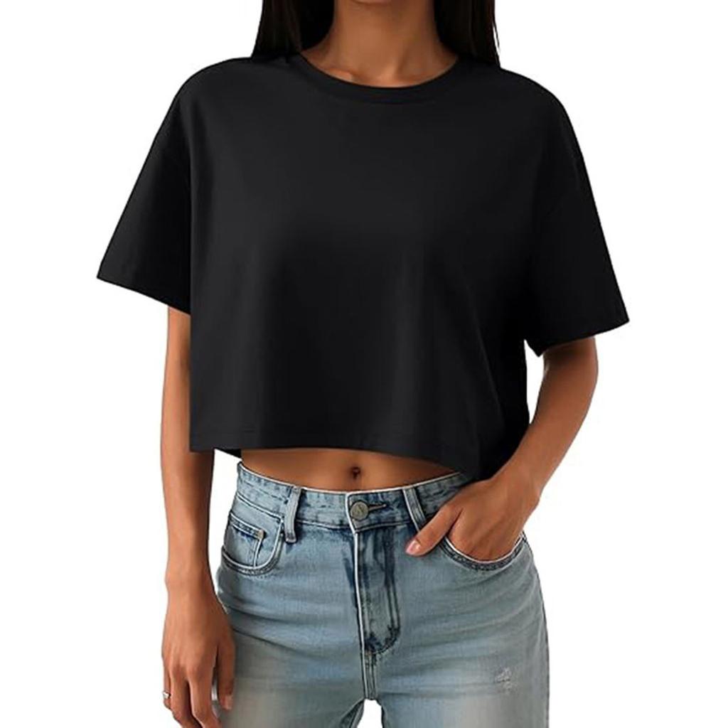 Women's Cropped Tops Oversized Sports T-shirts Short-sleeved T-shirts Casual Trendy Fashion Clothing