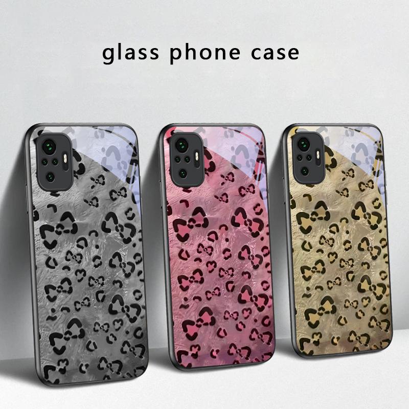 Abstract Leopard Print For Redmi Note 14 Pro+ 13 Pro 8 9 9S 12S 10 Pro 11 12 13C 14C A3 12 13 K60 Ultra Black Glass Phone Case