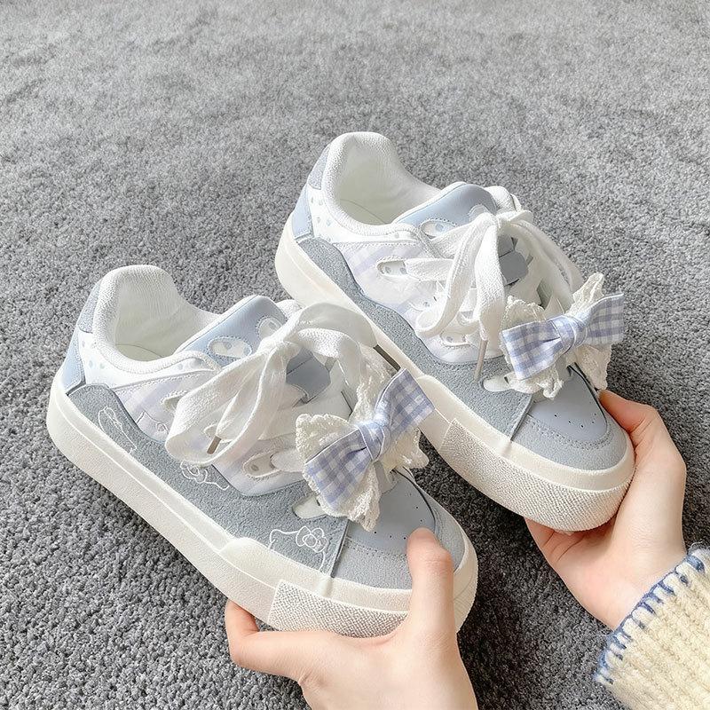 Dopamine Bread Little White Shoes Women's 2025 Spring and Autumn New Thick-soled Casual Niche Bow Versatile Student Board Shoes