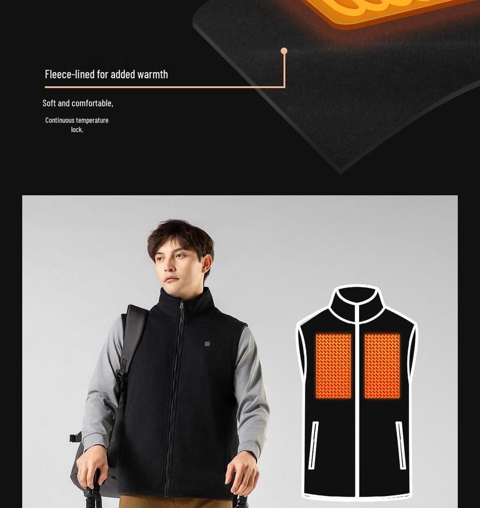 Men's SKAH Shikahe Smart Heated Fleece Vest - Winter Warmth with Temperature Control & Stand Collar