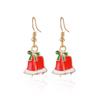 1 Pair of Elegant Ladies' Christmas Bell Bow Pendant Earrings - Rose Gold/Green Hoop Earrings,  Christmas Party Jewellery