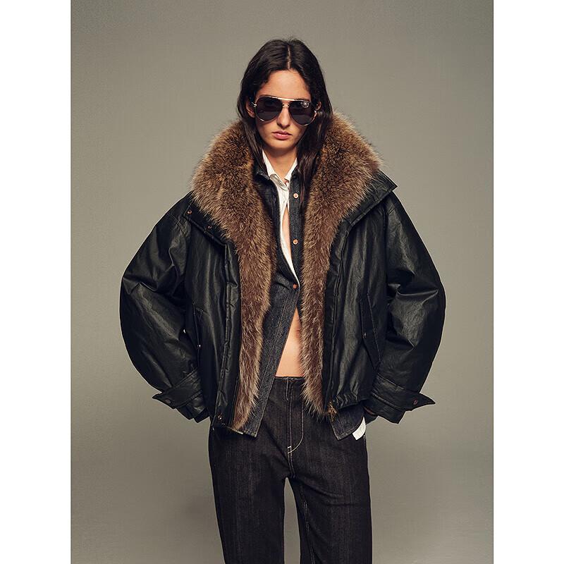 

CHIC PARKA Long Night Goose Down Parka with Coyote/Raccoon Fur Collar S