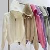 Autumn Winter Women Hooded Zipper Knitted Sweater New Loose Long Sleeved Cardigan Jackets Short Coats Sweet Casual Elegant Solid Color Clothing
