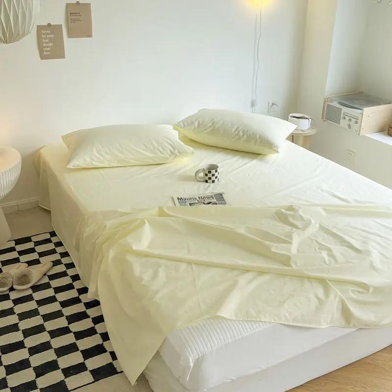 Schlafzimmer Bettlaken Uni Gemütlich Weich Bequem Hautfreundlich Waschbar Hotel Rutschfest Schlicht Bettdecke Zuhause Doppel Einzel Studentenwohnheim