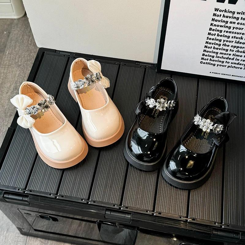 Sweet and Cute Leather Shoes for Girls Elegant Appliques Bow-knot Princess Wedding Party Shoe Child School Birthday Shoes I05208