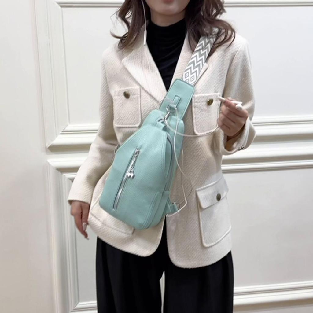 Mykt lær brystveske for kvinner med stor kapasitet, enkelt skulder crossbody bag Anti-tyveri reise brystveske for jenter