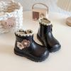Winter Mädchen Fleecegefütterte Niedrig geschnittene Stiefel Schlichte und stilvolle Lederstiefel Warme und rutschfeste Kurzstiefel für Kleinkinder und Vorschulkinder