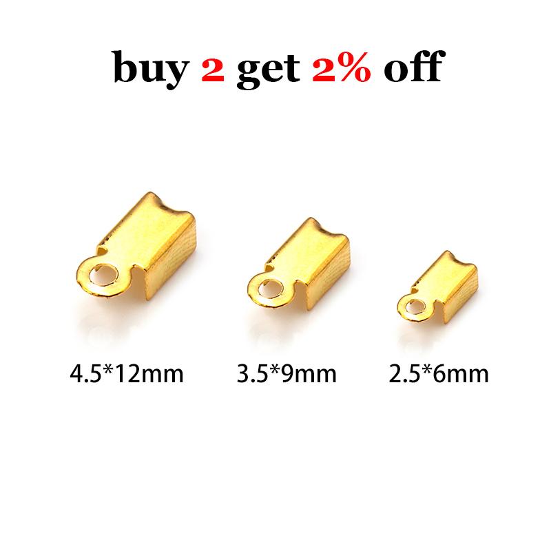 200 Stück/Los Quetschperlen Abdeckkappen Schnur-Endkappen Kordelband Lederclip Faltverschluss Für Schmuckherstellung DIY Halsketten-Verbinder