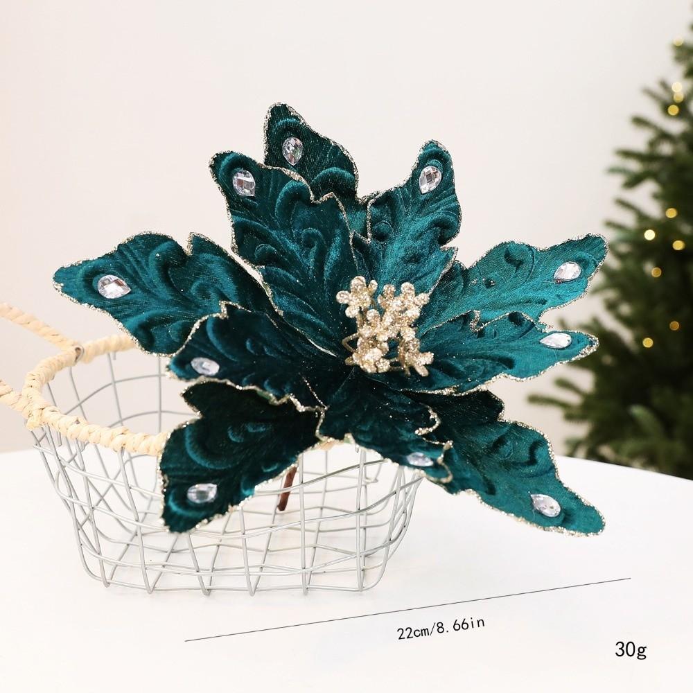 DIY Decoration Fake Flower 22cm Xmas Tree Decorations New Glitter Poinsettia  Christmas Gift
