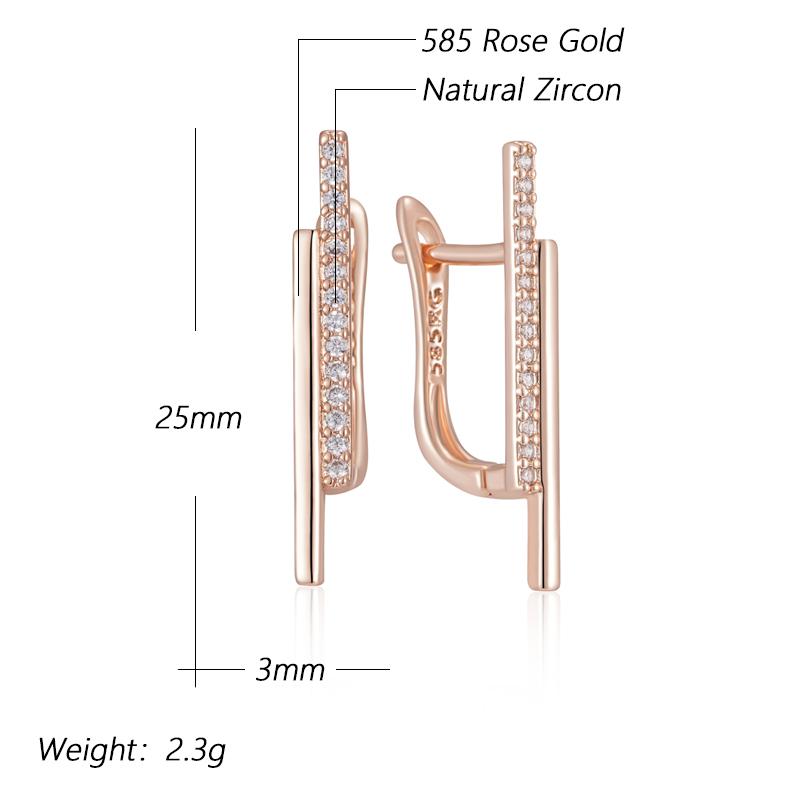 Unique Shiny Natural Zircon Drop Earrings For Women Trend Rose Gold Color Accessories Daily Fine Jewelry Crystal Gift