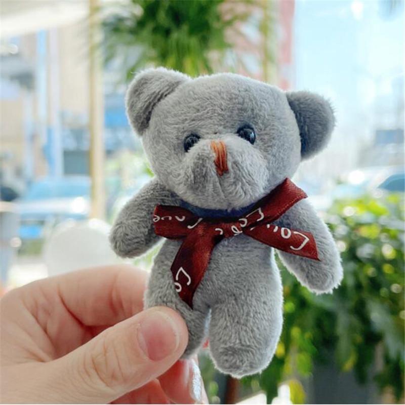 1PCS Mini Bear Plush Toys For Girl Pendant Letter Bowknot Small Bear Stuffed Pendant Cute Animal  Doll Soft Gift 8CM