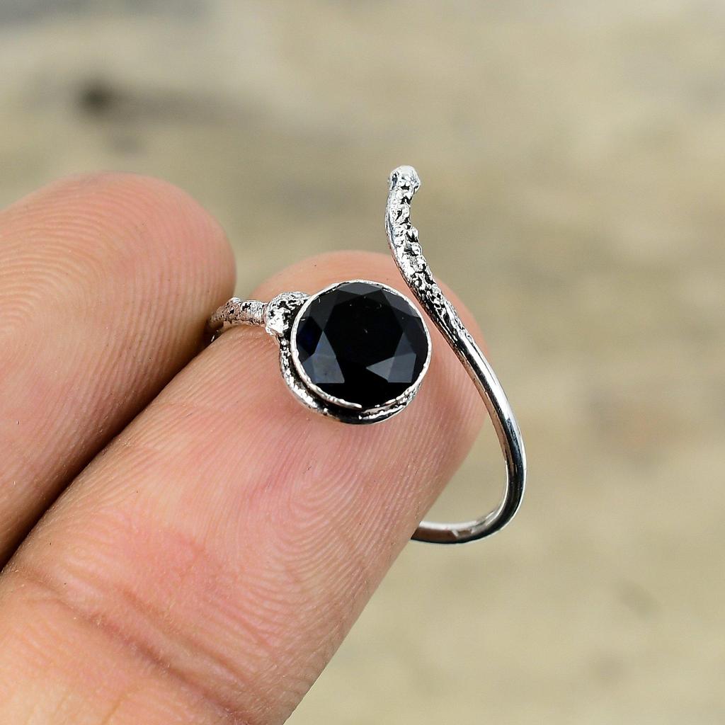 Faceted Tanzanite Quartz Ring Electroformed Copper Ring Silver Plated Adjustable Ring Handmade Jewelry Gemstone Rings Electroformed Jewelry