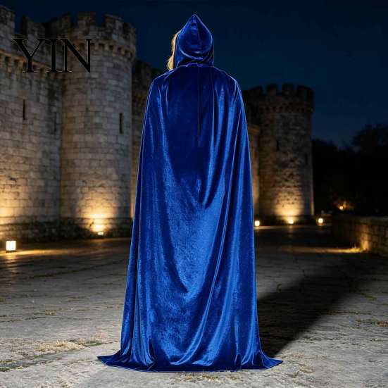 Unisex Hooded Cloak for Halloween Adults Cloak, Velvet Vampire Wizard Cape, Renaissance Masquerade Party Outfit Prop Medieval Costume Witch