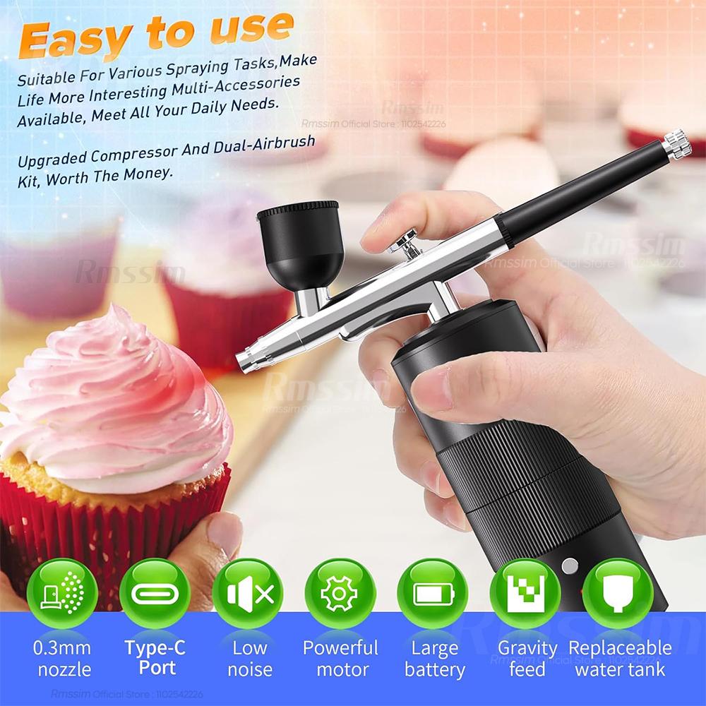 Airbrush Nail With Compressor Portable Airbrush Nail Art Compressor For Nails Cake Painting Crafts Air Brush Kit Nails Spray