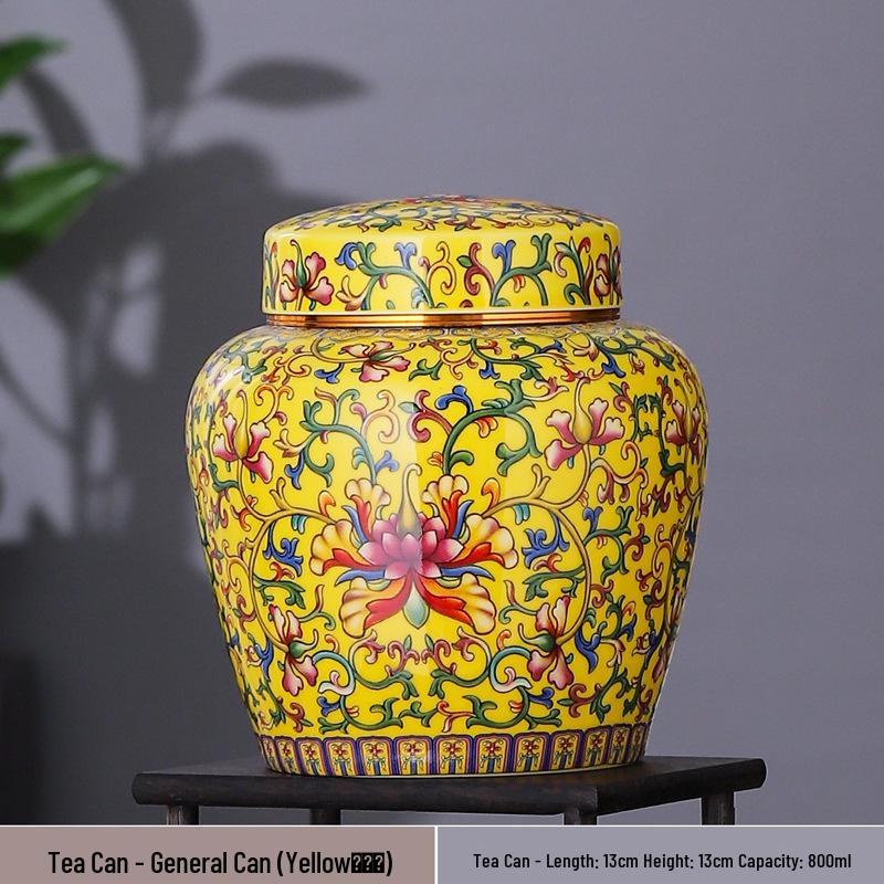 Large Ceramic Tea Storage Canister for Red, Green, Longjing, Biluochun, and Pu'er Tea - Half Jin Capacity