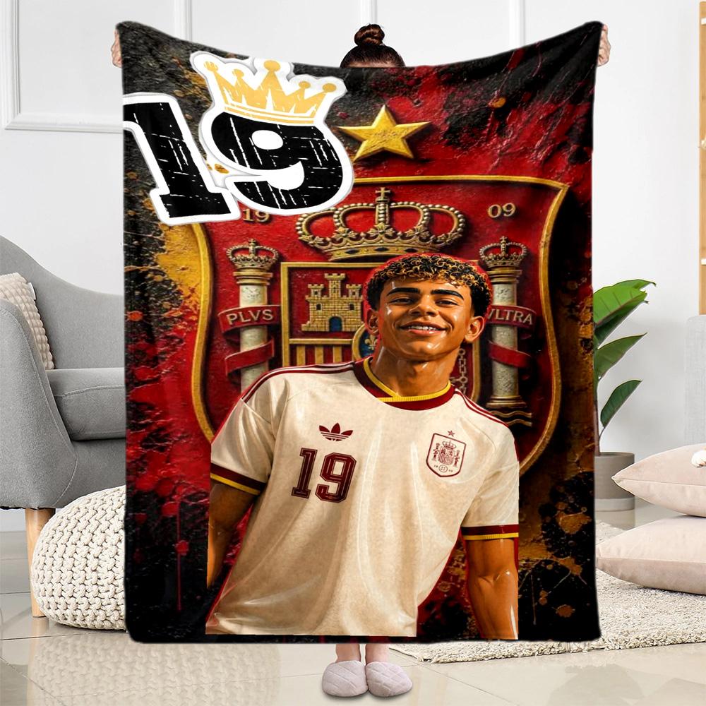 Lamine Yamal's Spain's Soccer Star Blanket Soft Warm Cozy Great for Chair Picnics Seaside Four Seasons Multipurpose Digital Print Best Holiday Gift fo