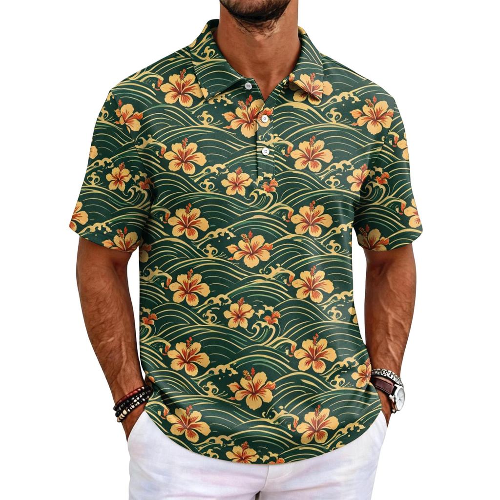Herren Lässiges Hawaiihemd, Entspannte Passform Kurzarm-Oberteil, Vielseitige Sommerkleidung