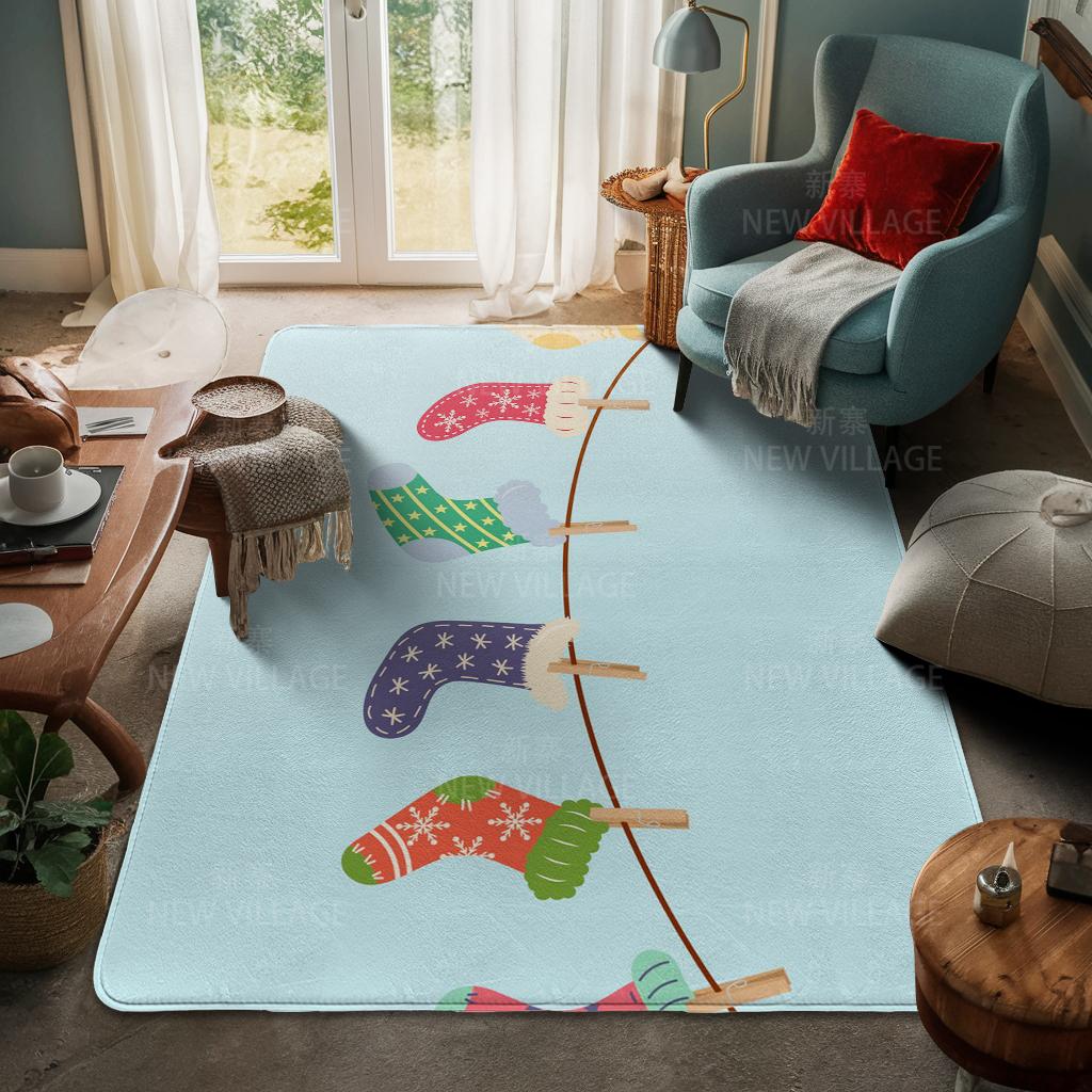 House Entrance Carpet Home Door Mat Living Room Bath Foot Bathroom Non-slip Water Absorption Rugs Bath Merry Christmas Winter