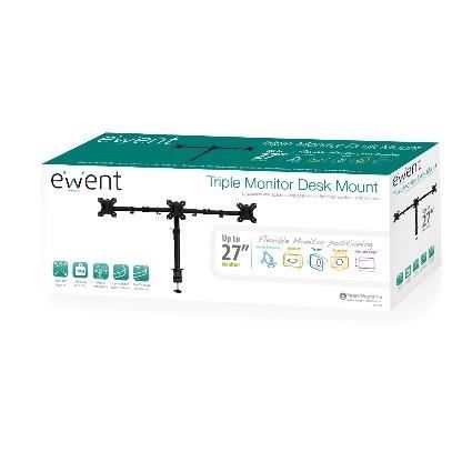 Support d'écran plat pour bureau - EWENT - EW1513 - 68,6 cm (27") - Pince/boulon - Noir