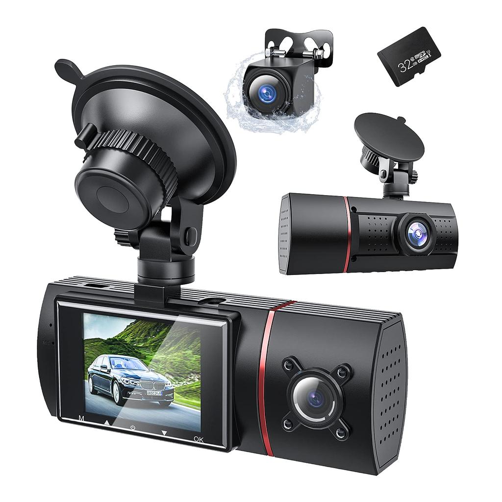 LAMONKE Drive 3 Inch Car Front and Rear 1080P Full Ultra Wide Infrared Night Vision Loop Motion Parking Monitoring LED Traffic Light Emergency Image