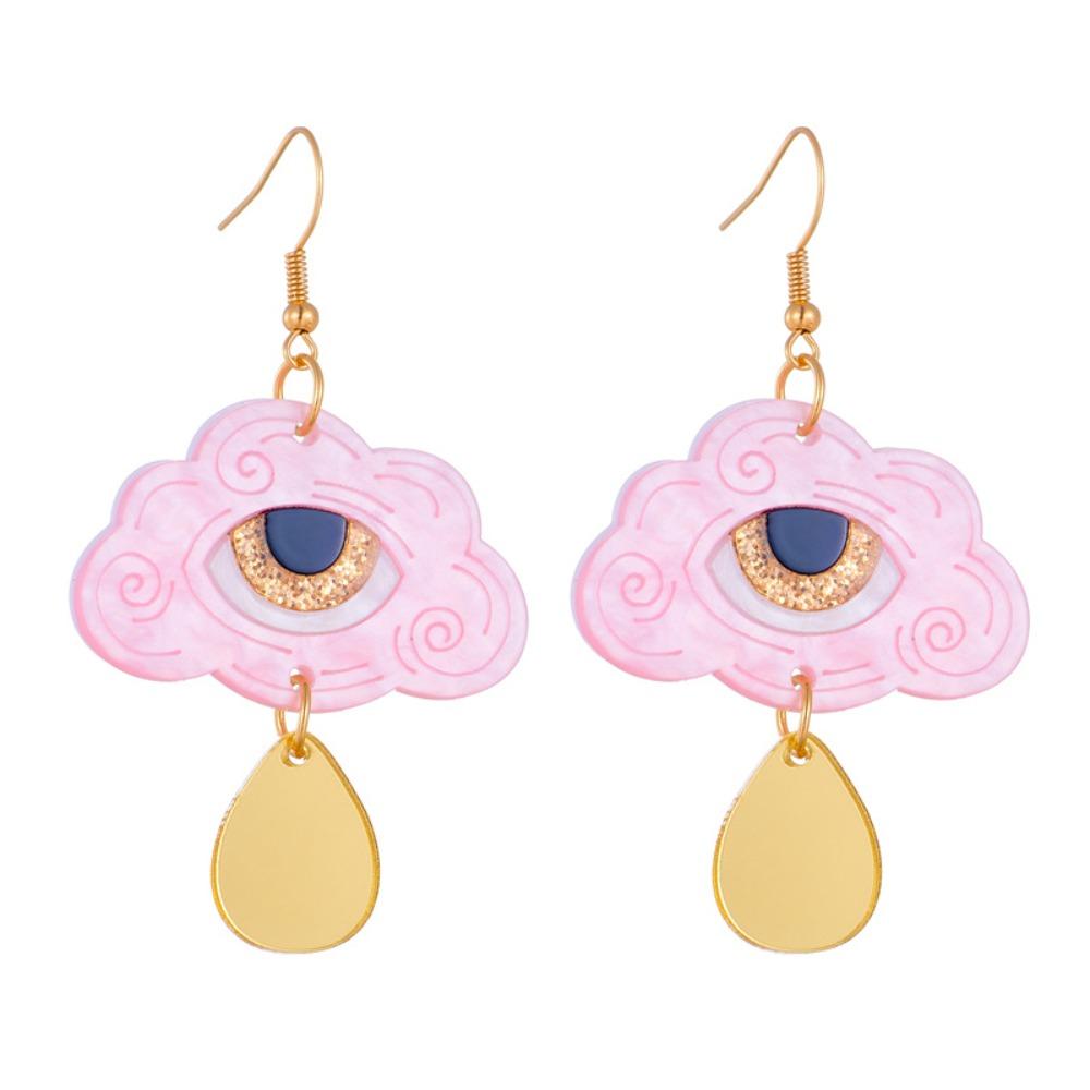 Funny Halloween Clouds, Eyes, Water Droplets, Mirror Finish Acrylic Earrings, Personalized, Niche, Fun, Creative Earrings