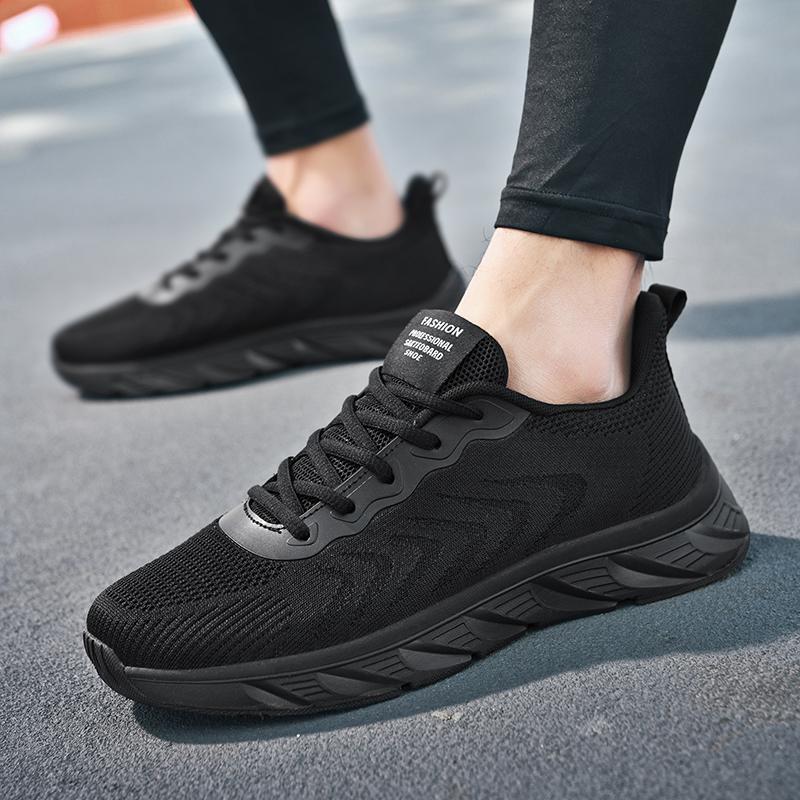 Spring black leather sneakers casual running sneakers