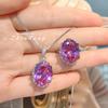 Luxury Alexandrite Pendant Vintage Rose Pink Diamond Ice Cut Ring Set Women Jewelry
