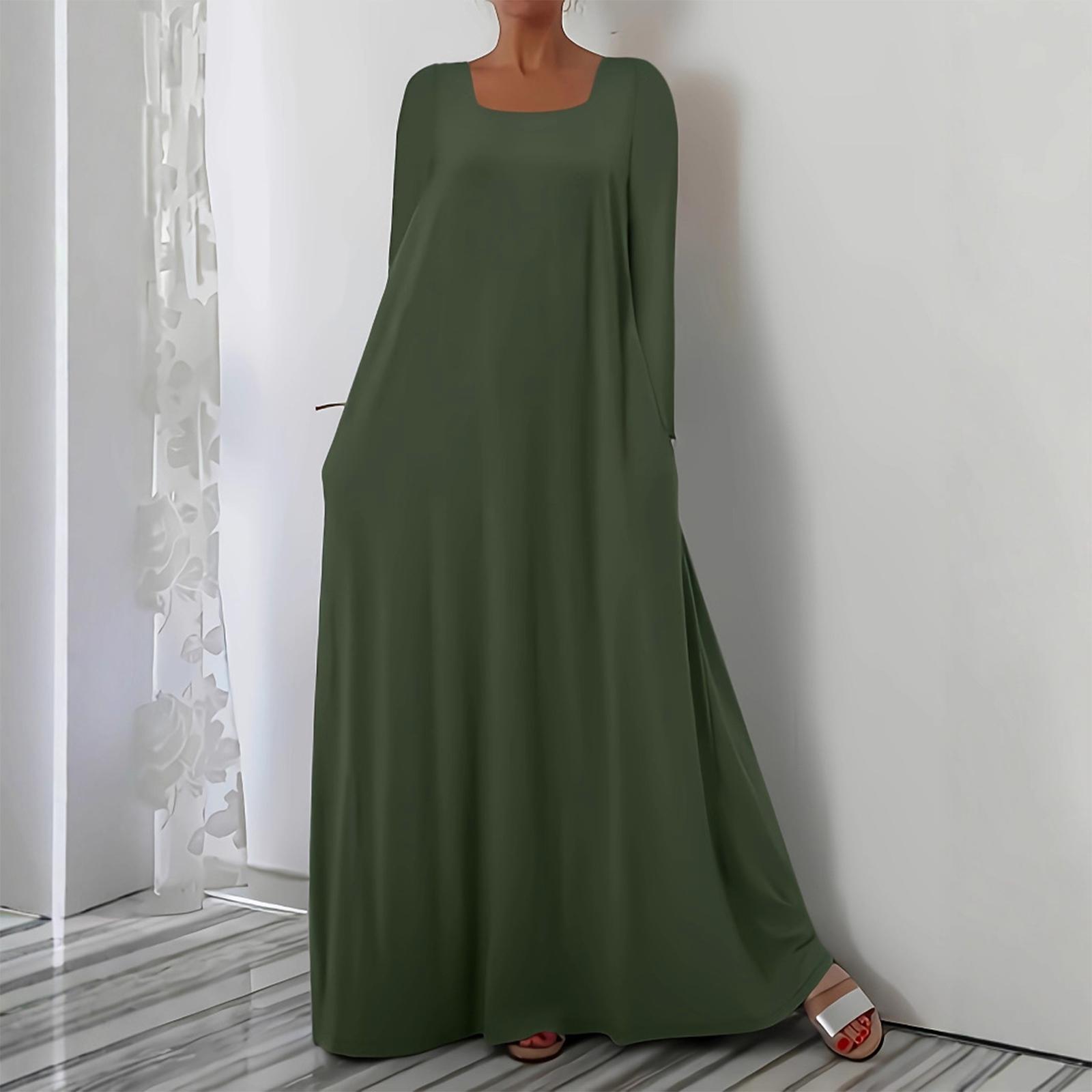 

Женское модное однотонное платье-пуловер с квадратным вырезом, длинными рукавами, повседневного свободного кроя L