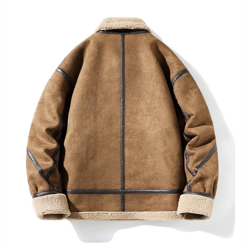 Cappotto da uomo autunno e inverno extra spesso in pelle scamosciata e pile giacca per uomo calda e alla moda giacca con cerniera con fodera spessa