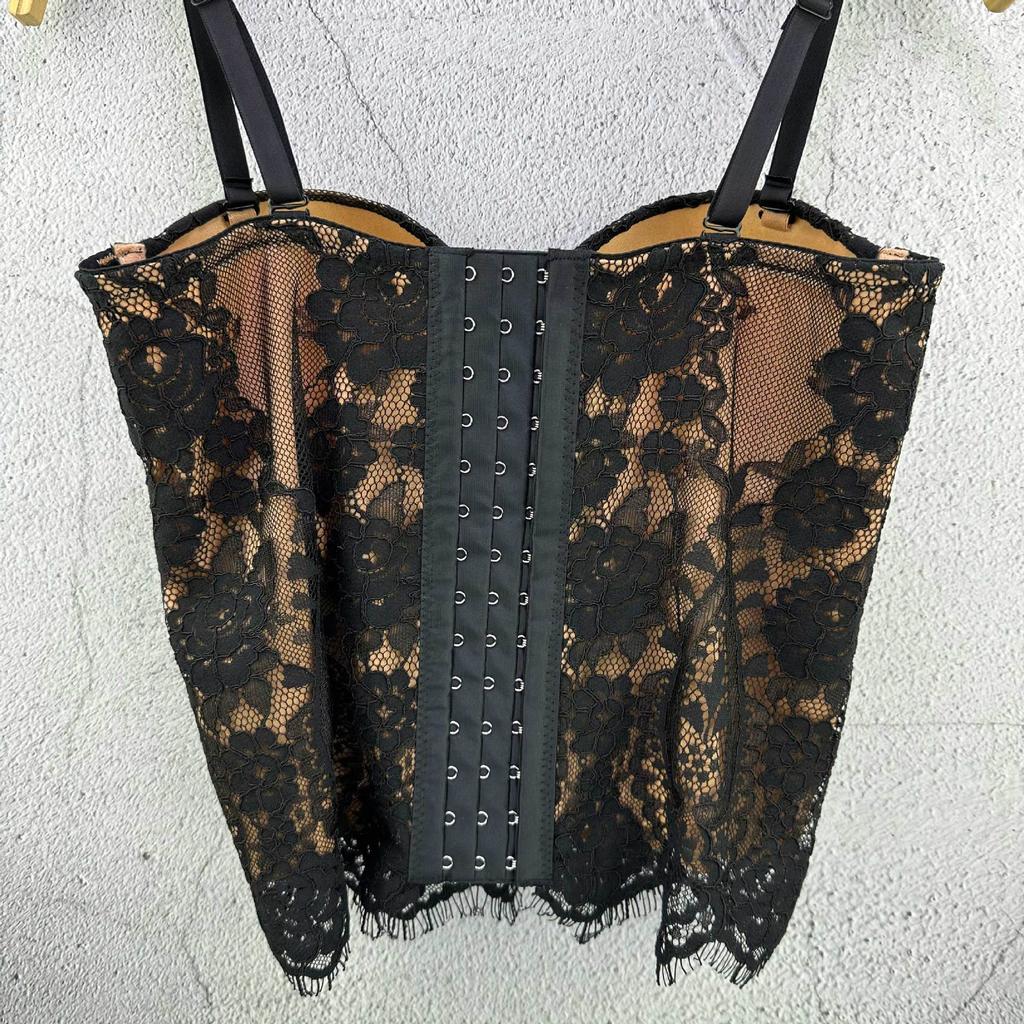 Strapless Tank Top with A Halter Neckline and Lace Trim for Women Outerwear Pure Desire Sexy Slimming Base Layer Top for Summer Camis & Tank Tops