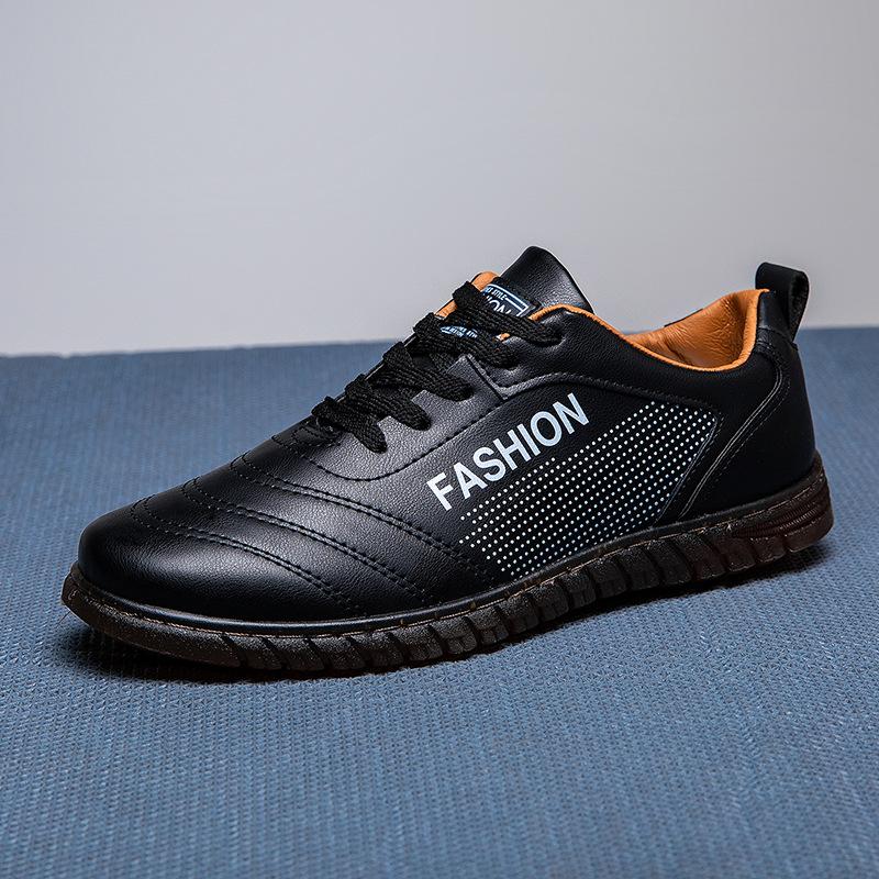 

Men s leather shoes autumn new business casual flat-soled leather shoes beef tendon soft sole low-top lace-up sports shoes 44