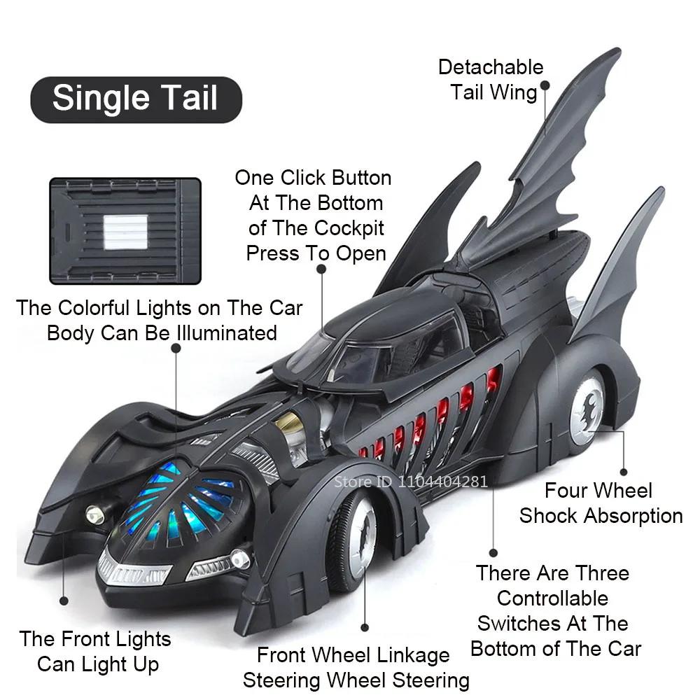 1:18 Alloy Batmobile 1995 1989 Sports Car Model Toys Diecast Vehice Front Wheel Steering Sound Light Miniature Car Birthday Gift