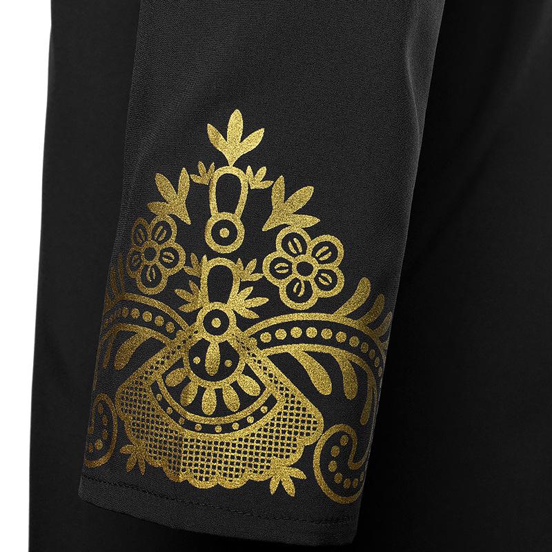 Pánská ležérní móda Bronzová pulovrová košile Totem Dlouhá košile Etnický styl Rovná košile