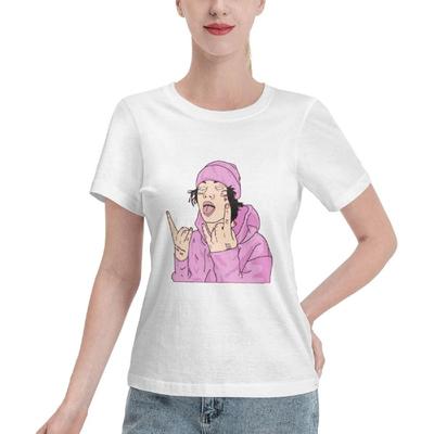 Wefxdcd Damen T-Shirt Lil Xan Kurzarm Baumwolle Rundhals Oberteile Sport T-Shirt Workout Unterhemd(3)