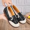 Womens Slip-On Flat Loafers Comfortable Cotton Fabric Casual Shoes Non-Slip Rubber Sole